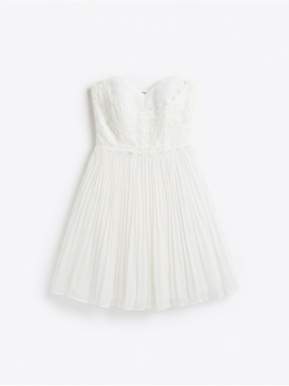 Betsey Johnson White Lace-Trim Strapless Top